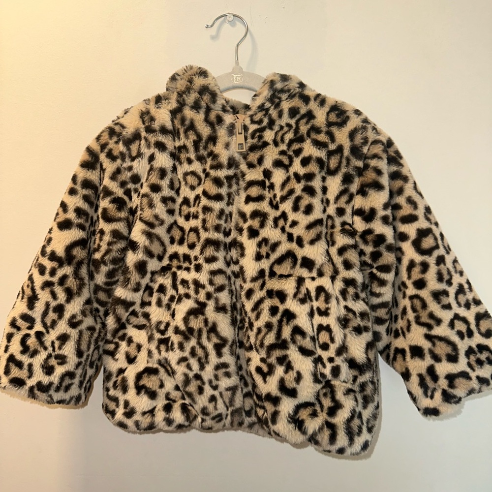 Zara Kids Leopard Faux Fur Jacket